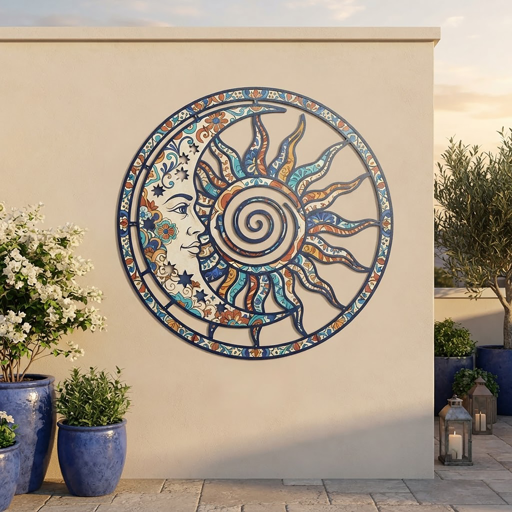 Talavera Sun Moon Metal Wall Art