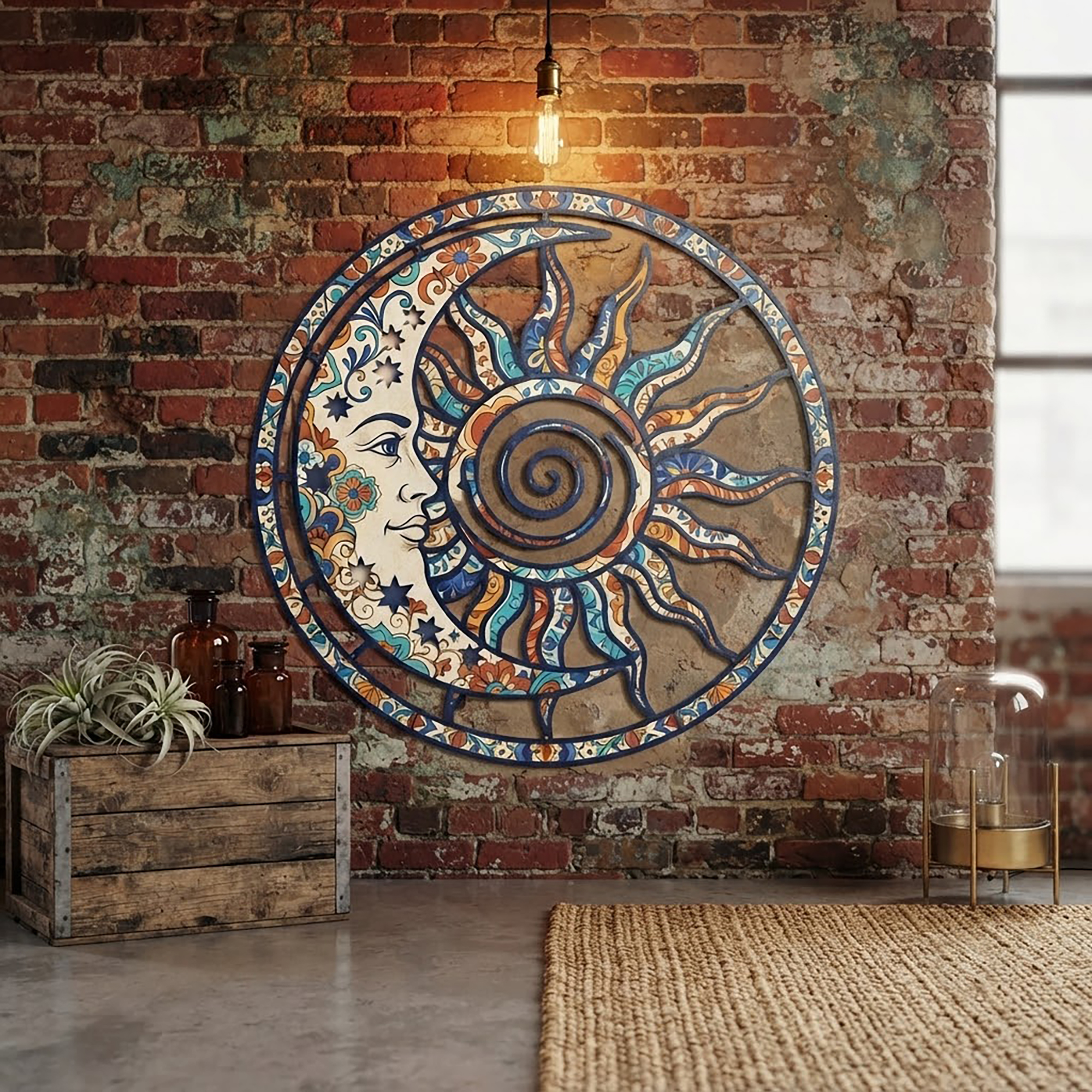 Talavera Sun Moon Metal Wall Art - product view 2