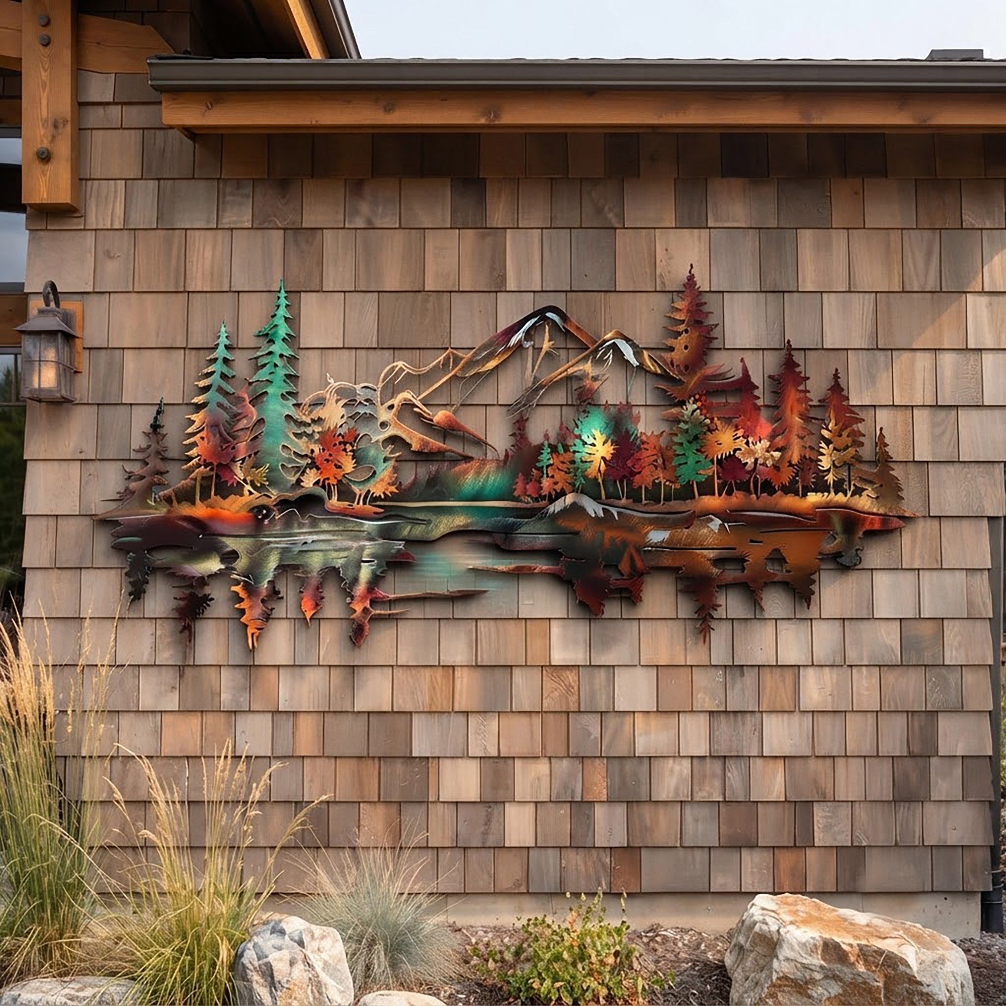 Mountain Lake Metal Wall Art - product view 2