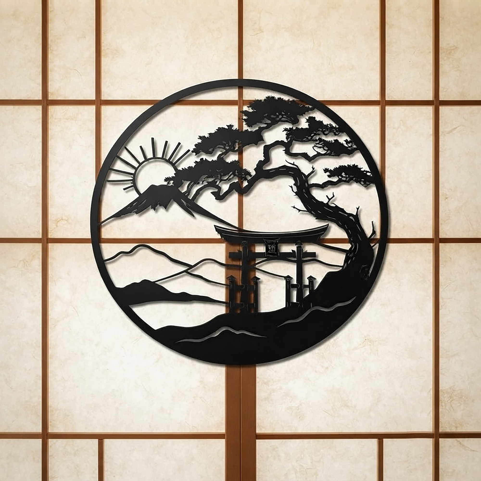 Japanese Zen Mountain Metal Wall Art - product view 2