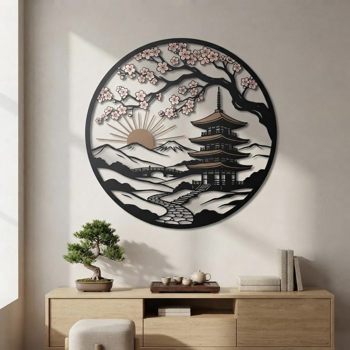 Japanese Cherry Blossom Metal Wall Art