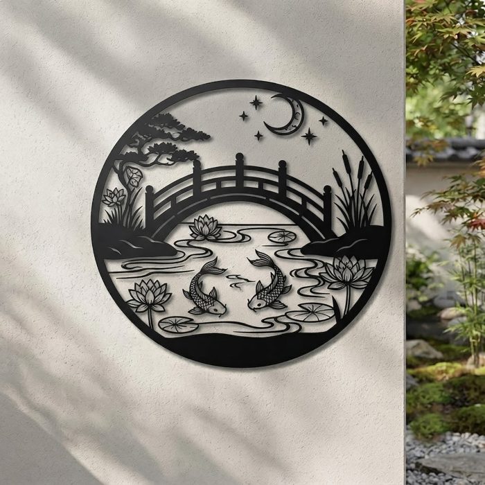 Japanese Koi Pond Metal Wall Art