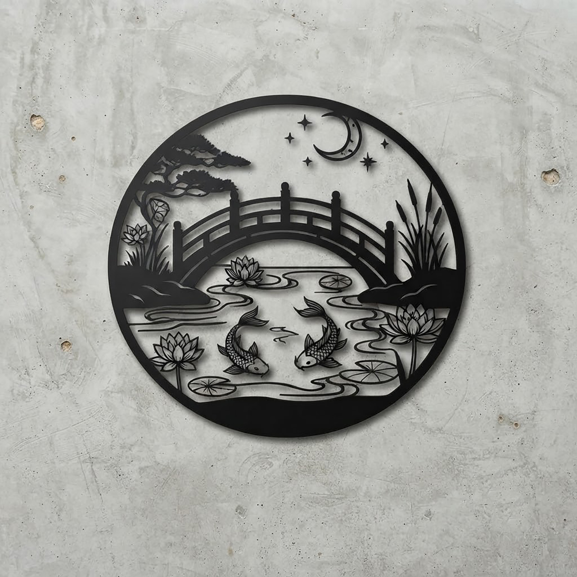 Japanese Koi Pond Metal Wall Art - product view 2
