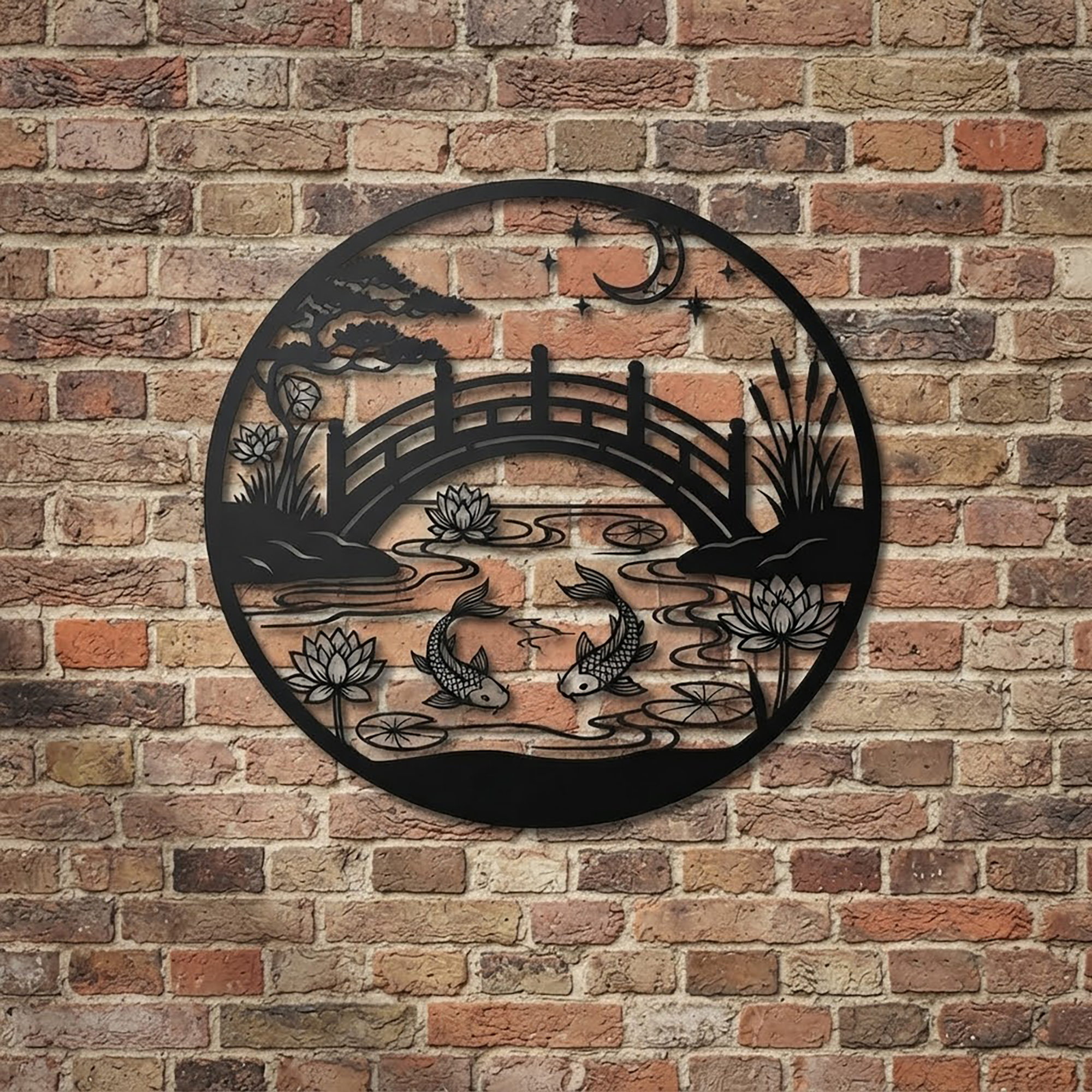 Japanese Koi Pond Metal Wall Art - product view 3