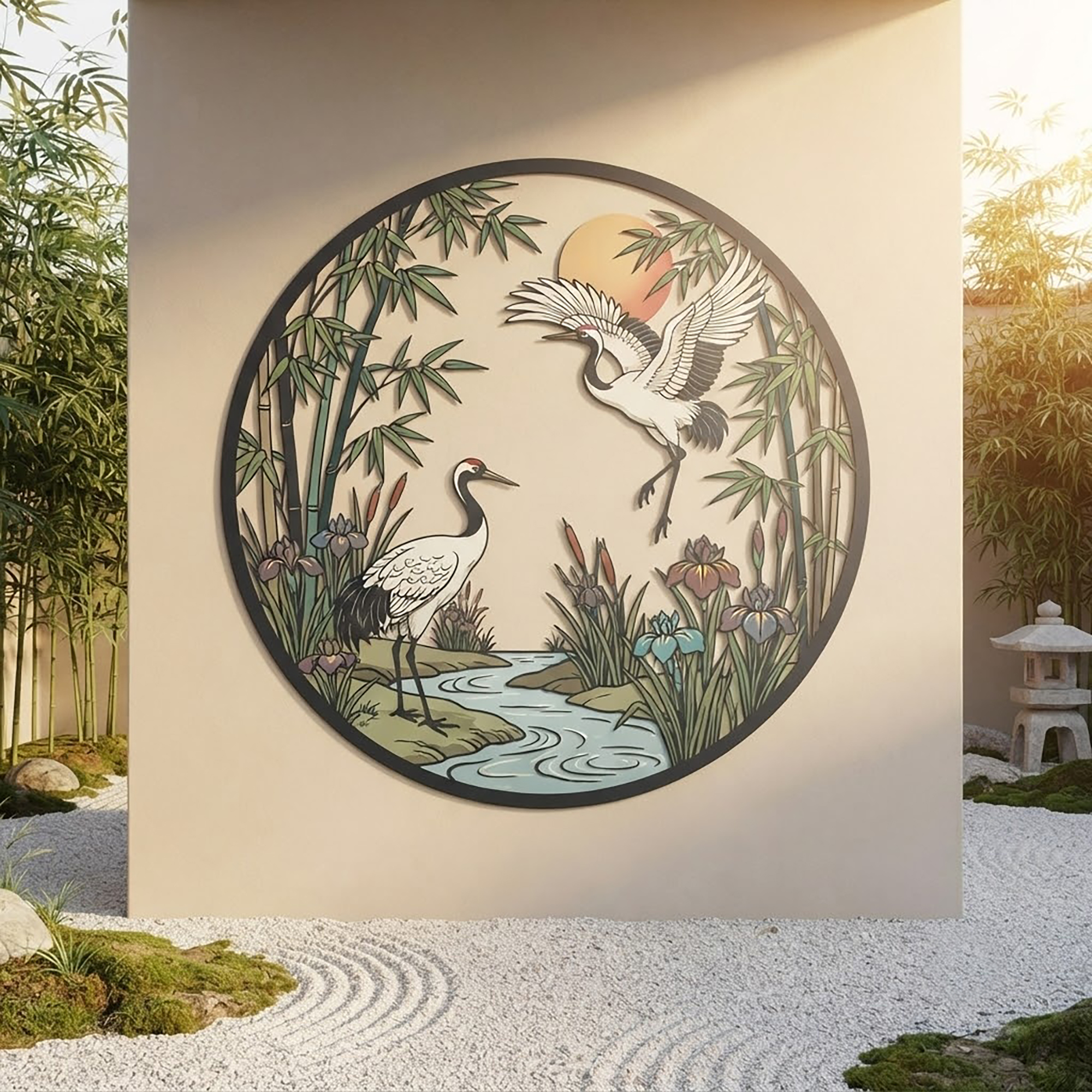 Japanese Crane Metal Wall Art