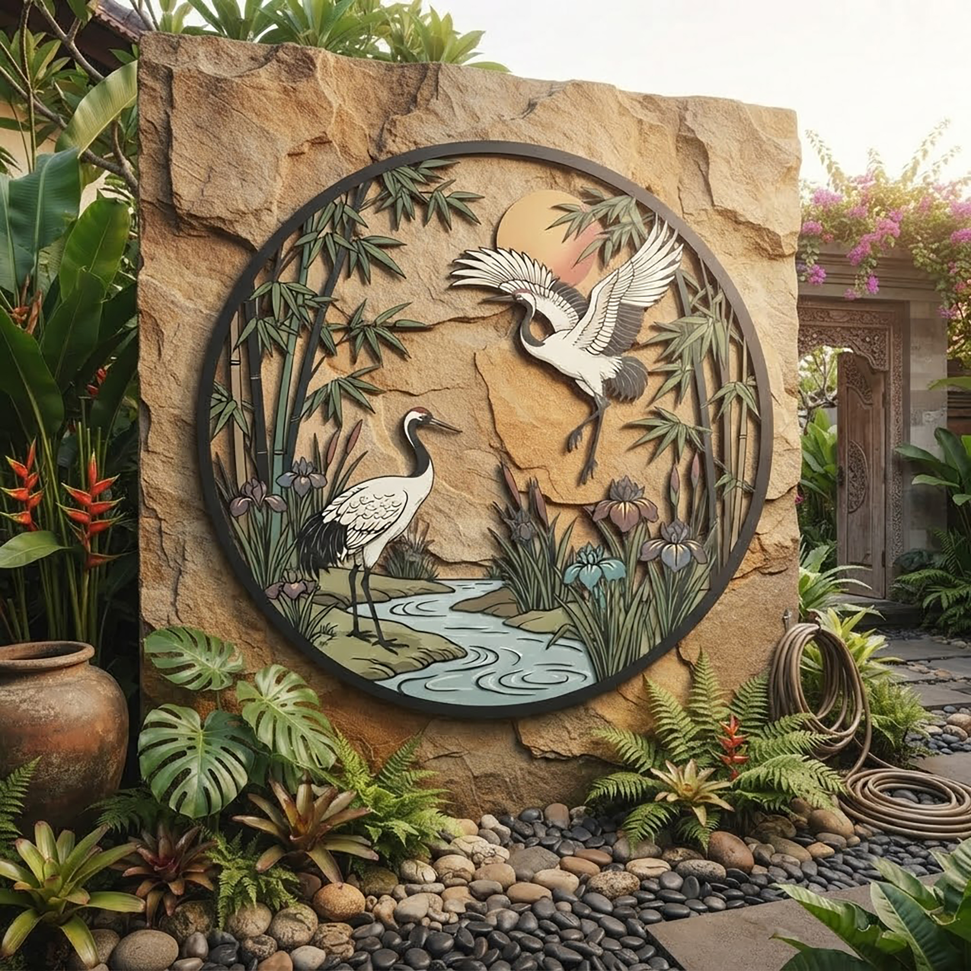Japanese Crane Metal Wall Art - product view 2
