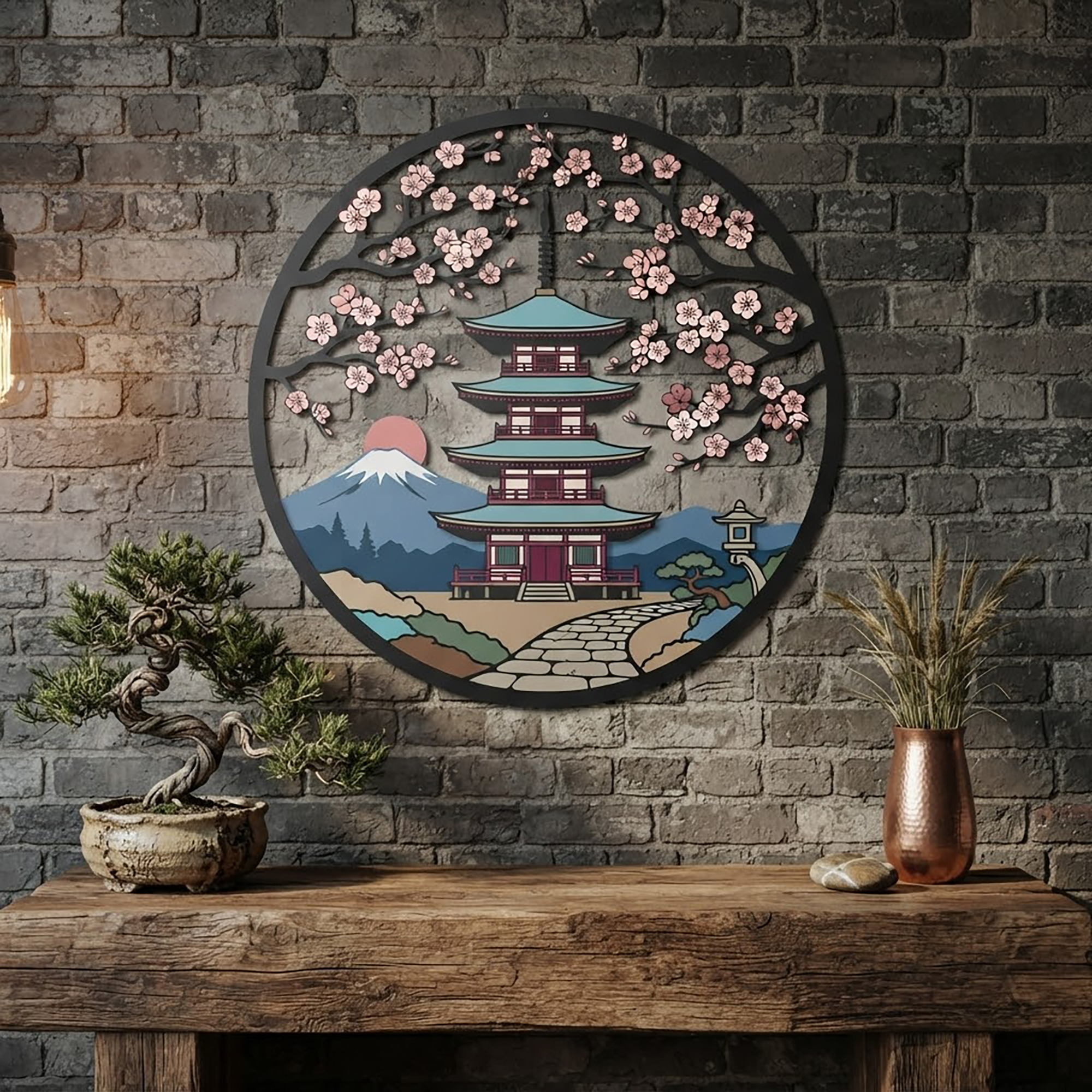 Japanese Pagoda Metal Wall Art - product view 2