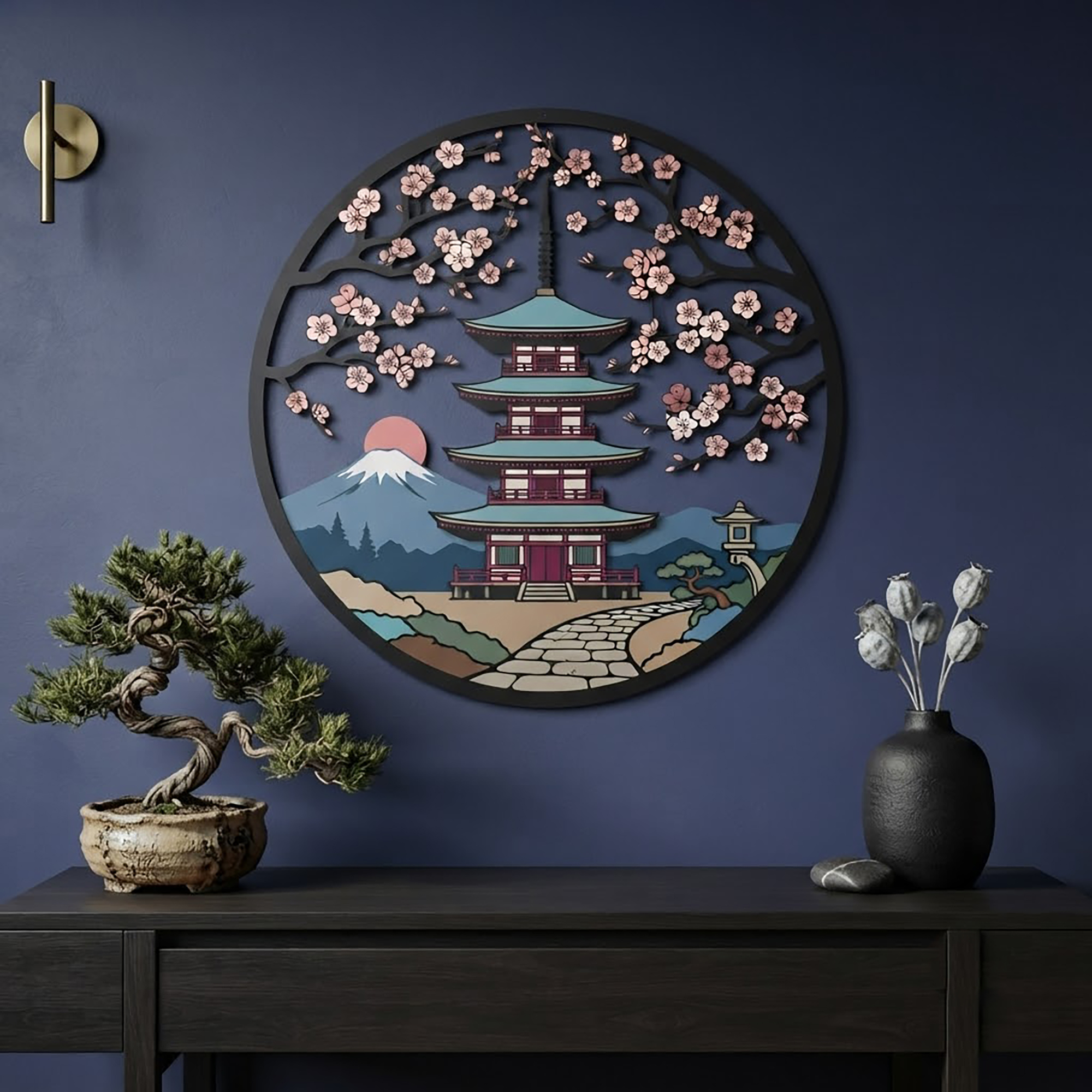 Japanese Pagoda Metal Wall Art - product view 3