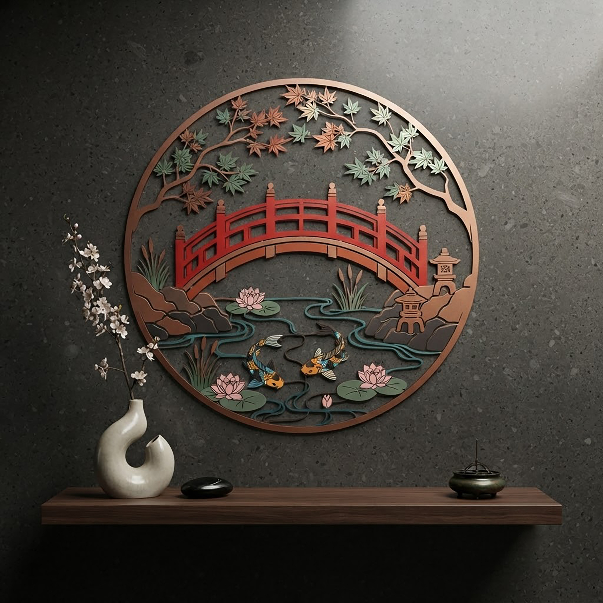Japanese Bridge Metal Wall Art - product view 2