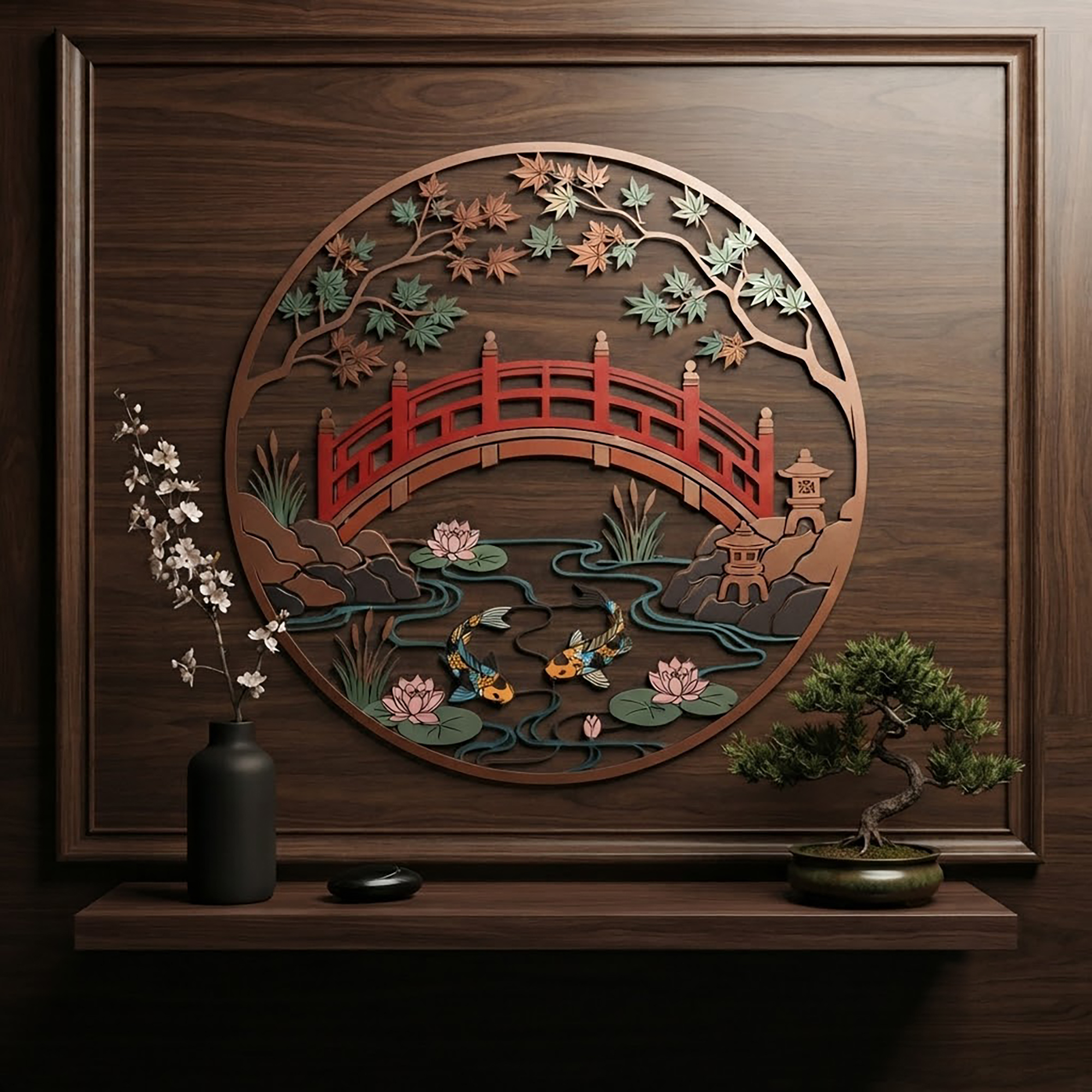 Japanese Bridge Metal Wall Art - product view 3