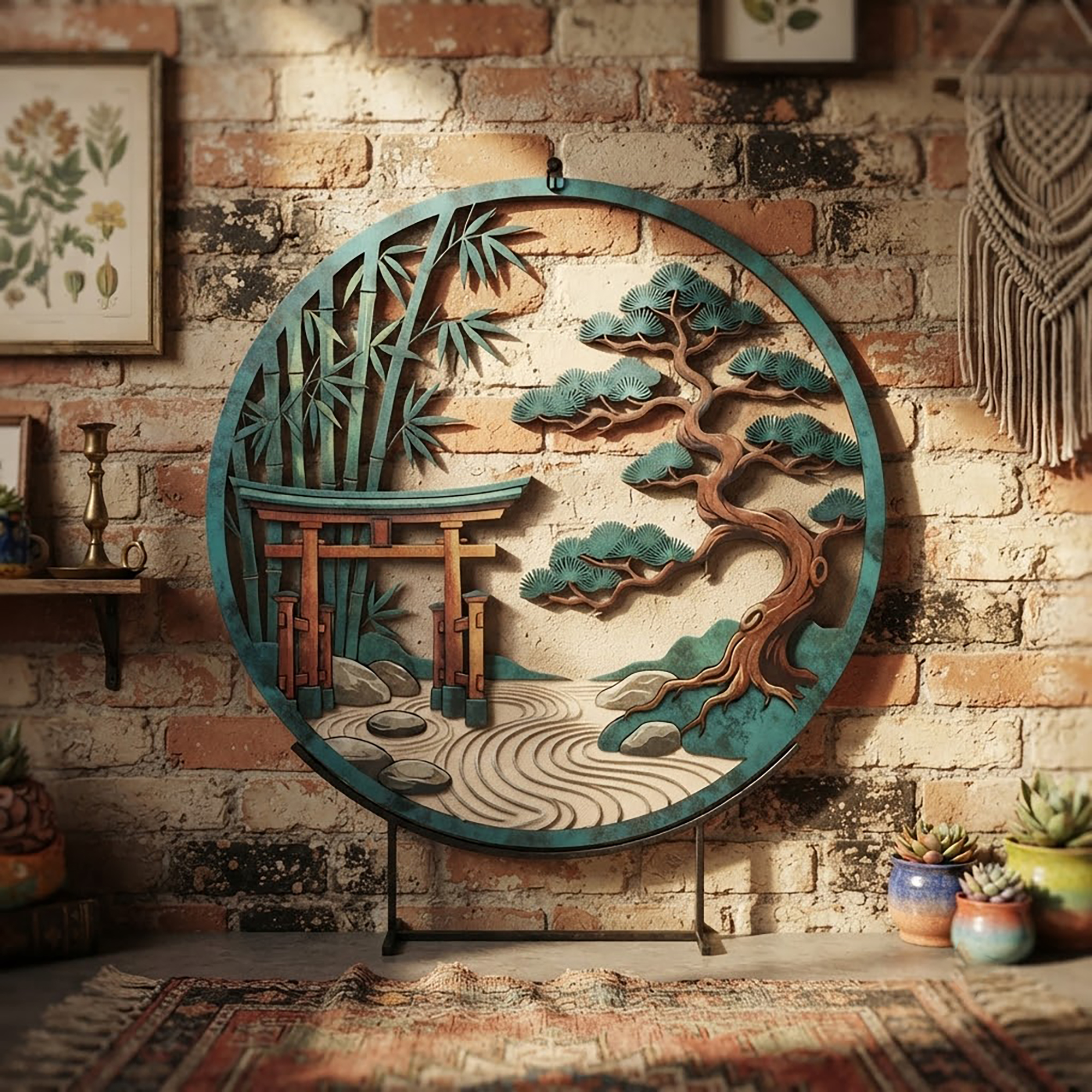 Japanese Zen Garden Metal Wall Art - product view 2
