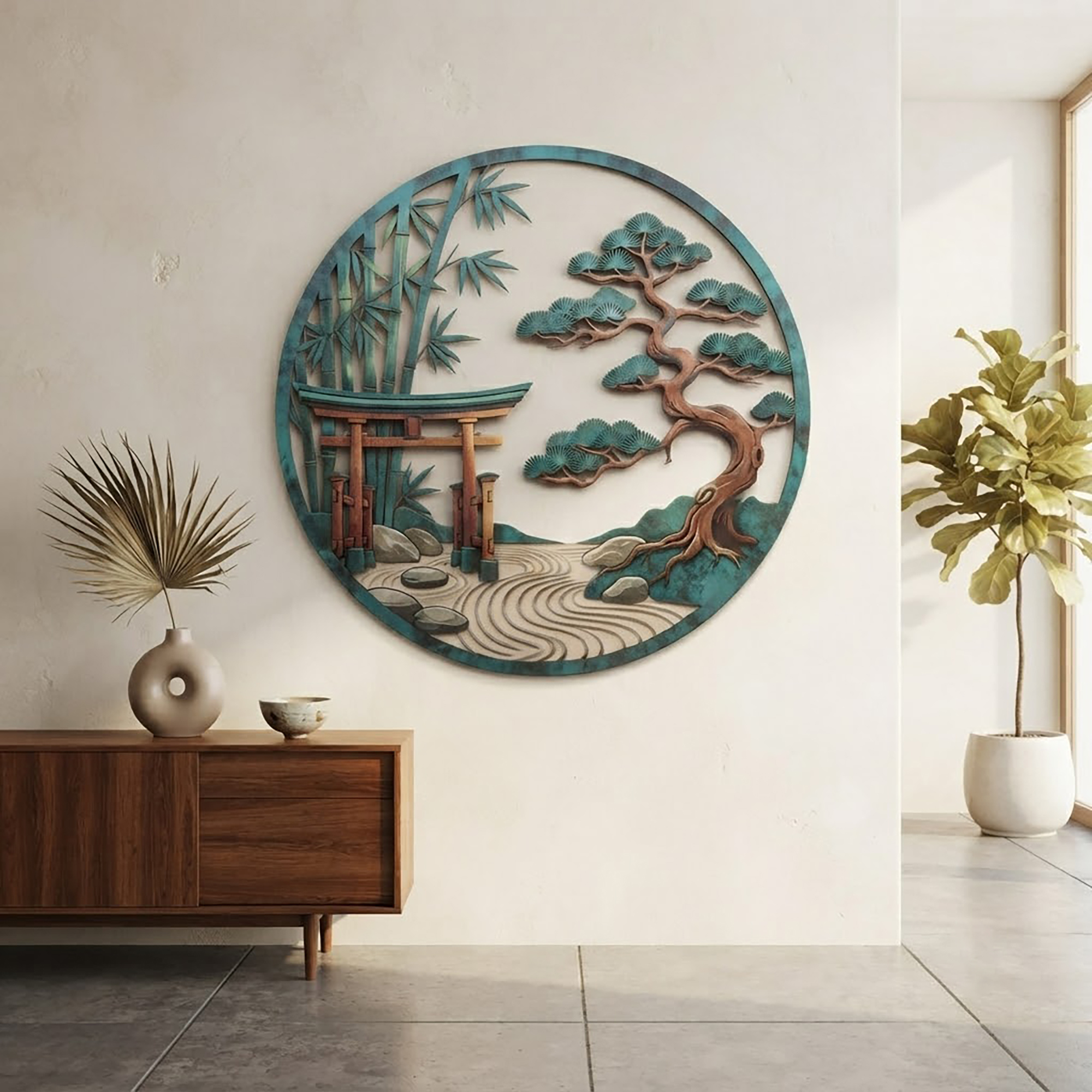 Japanese Zen Garden Metal Wall Art - product view 3