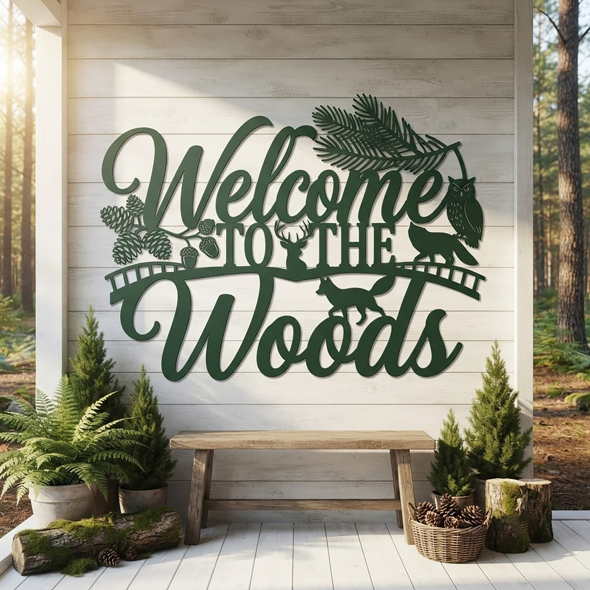 Welcome to the Woods Metal Sign