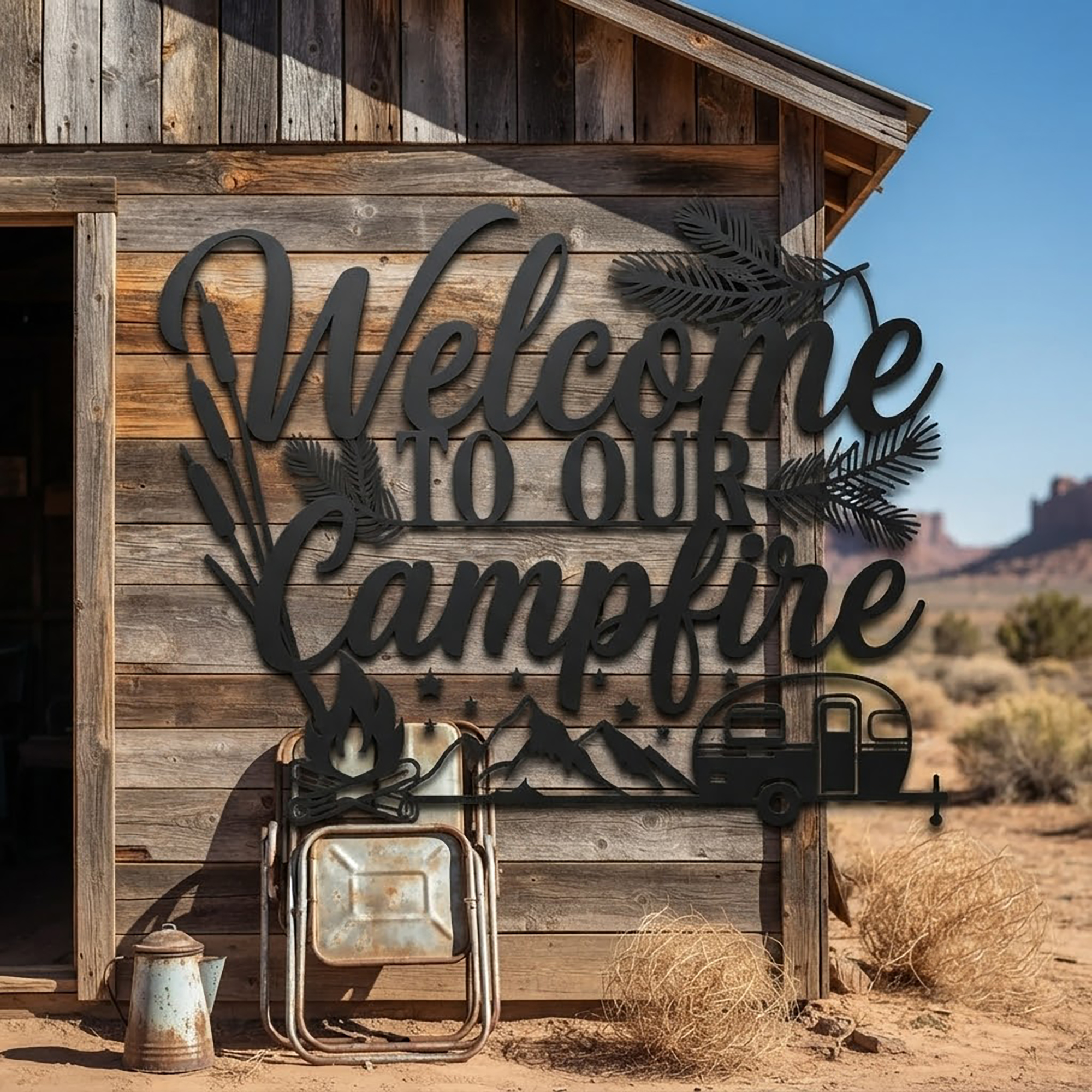 Welcome to Our Campfire Metal Sign - product view 2