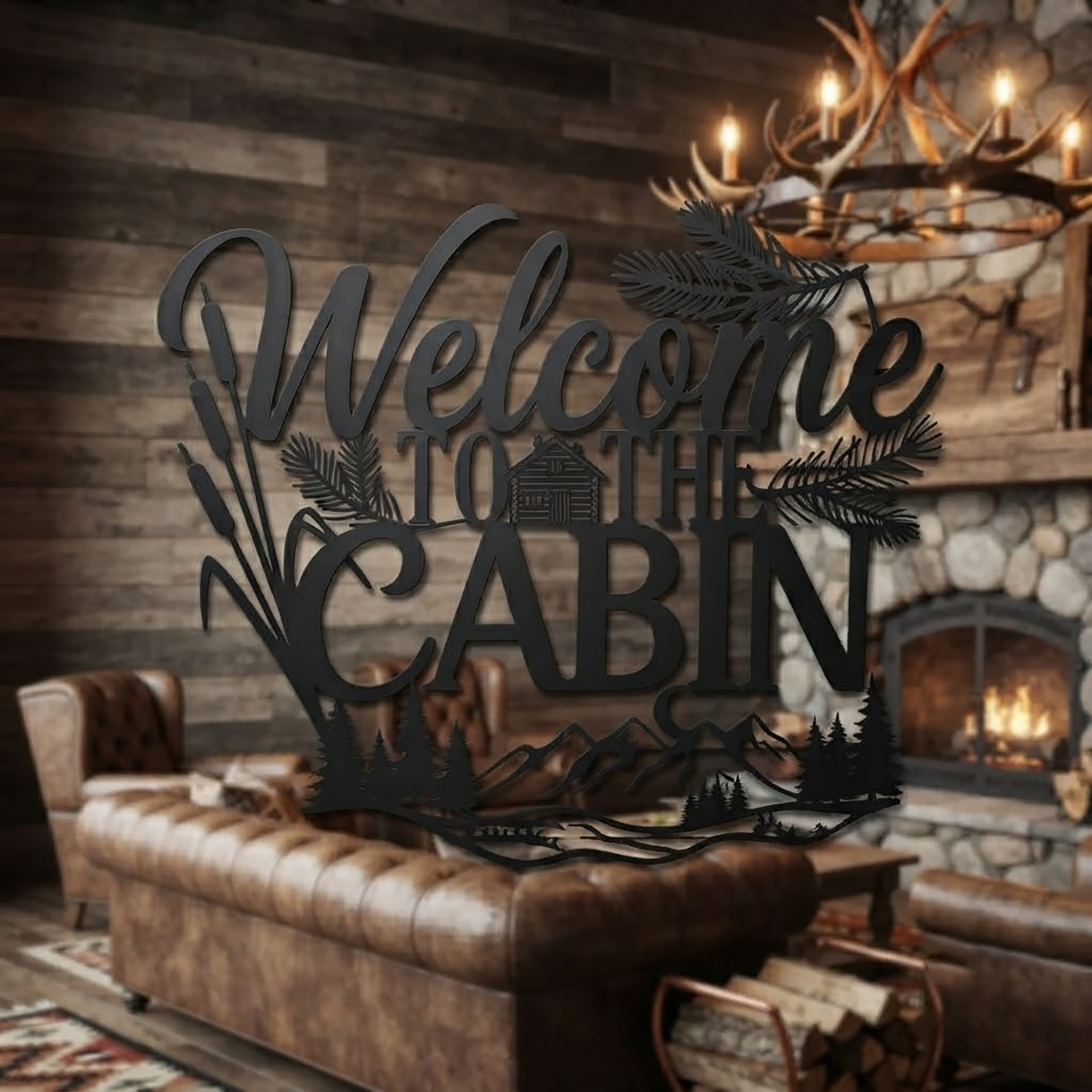 Welcome to the Cabin Metal Sign - product view 3