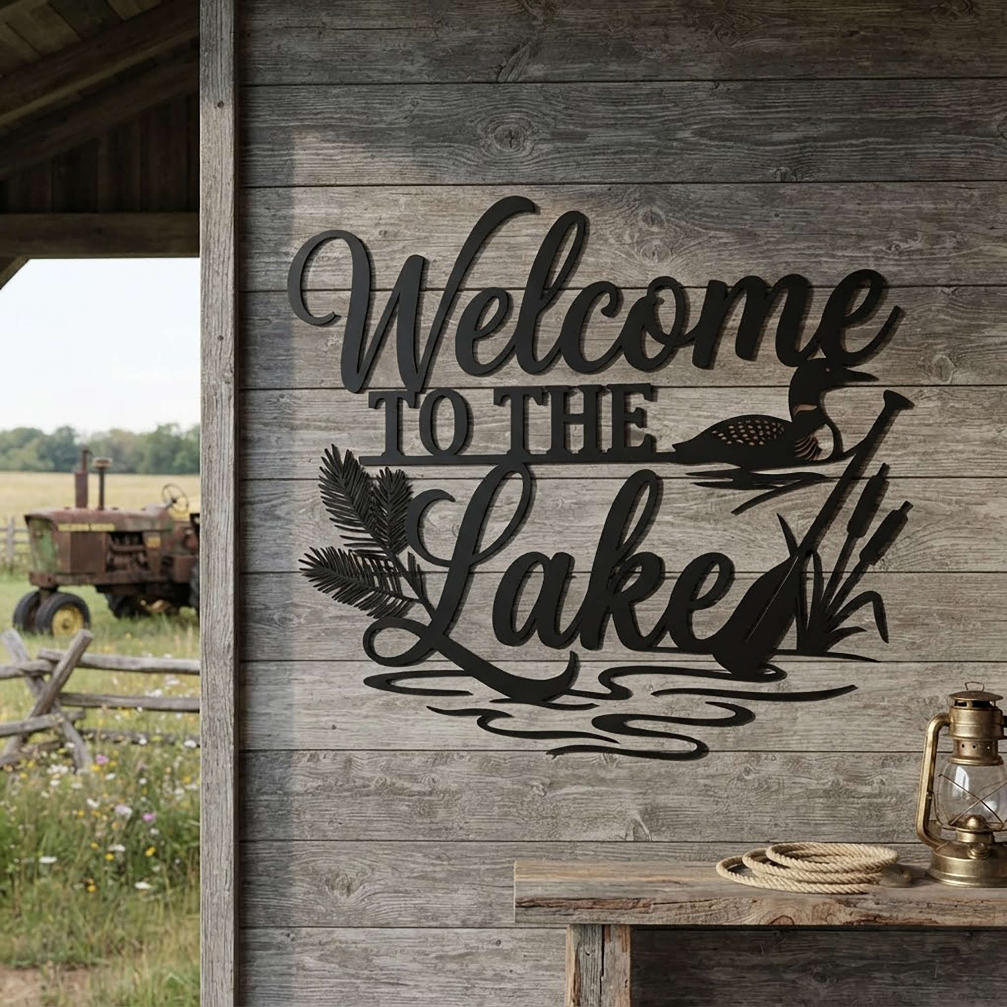 Welcome to the Lake Metal Sign - product view 2