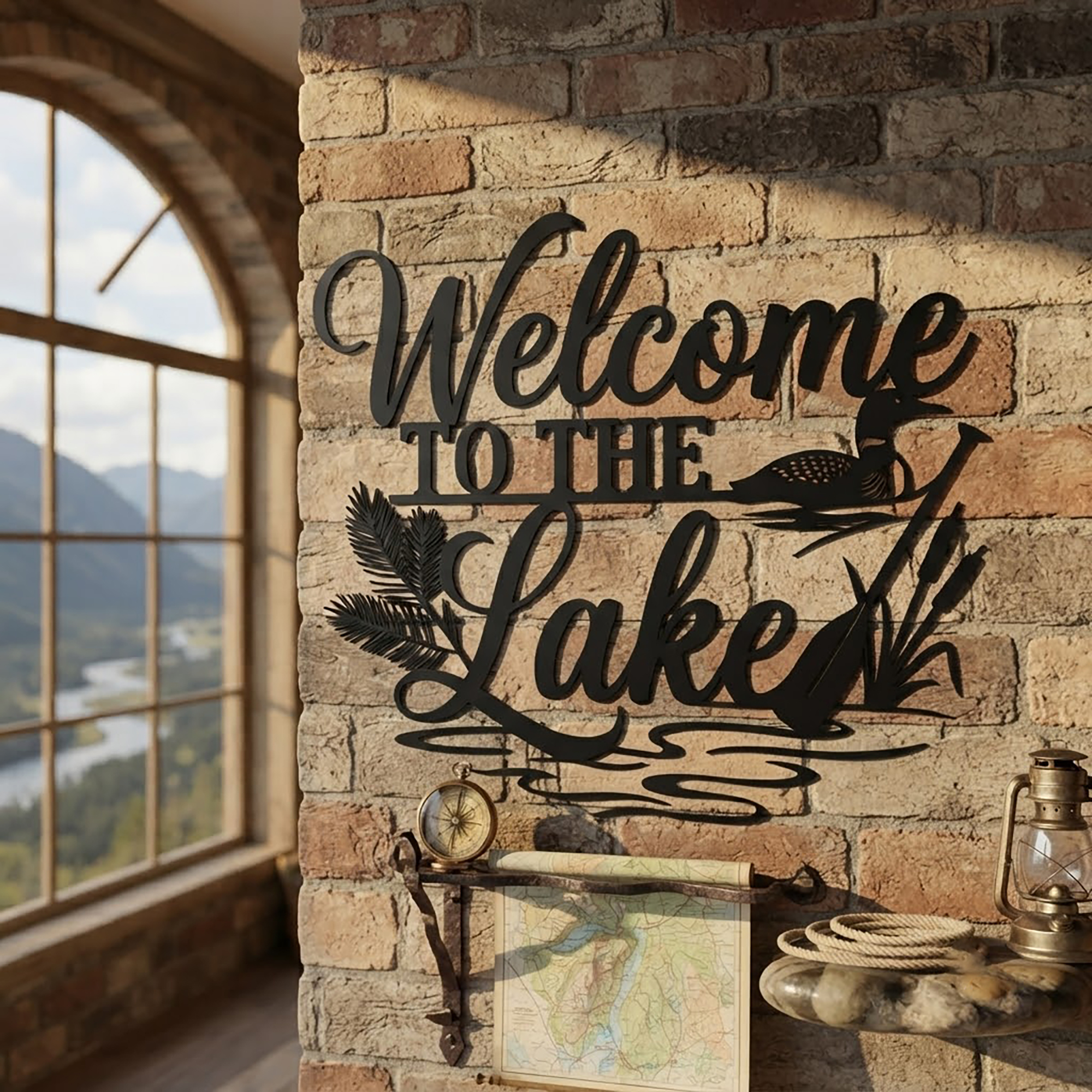 Welcome to the Lake Metal Sign - product view 3