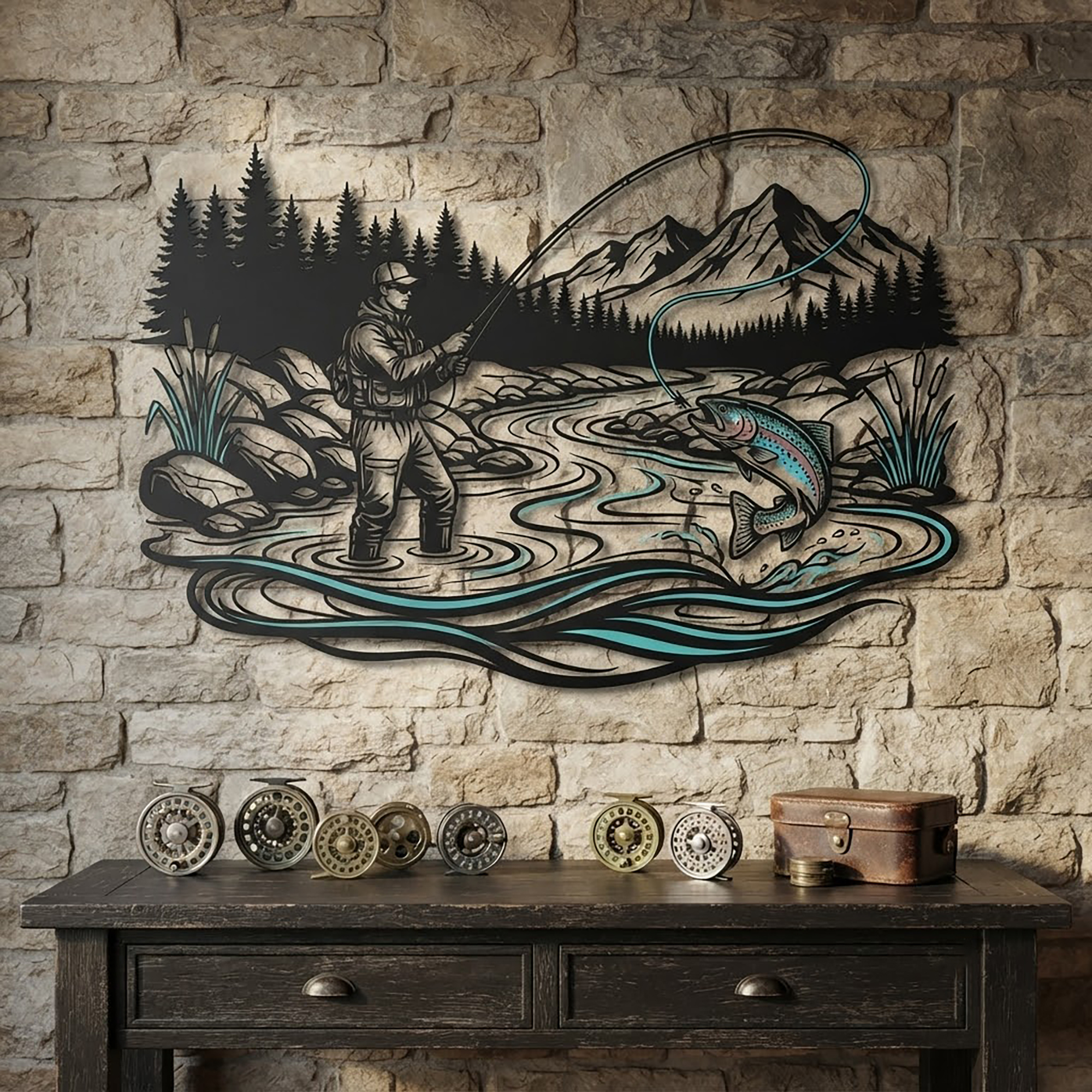 Fly Fishing Metal Wall Art