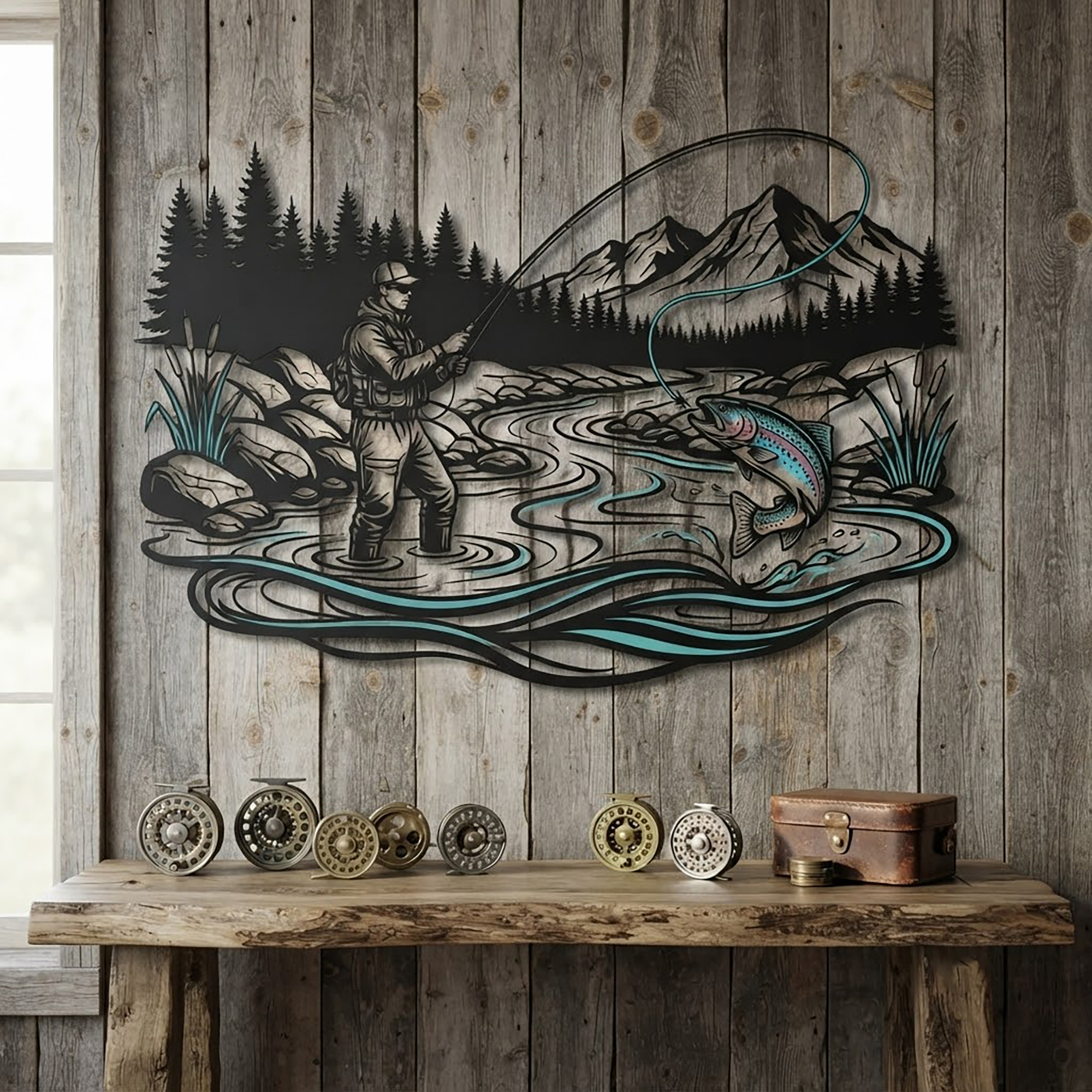 Fly Fishing Metal Wall Art - product view 2