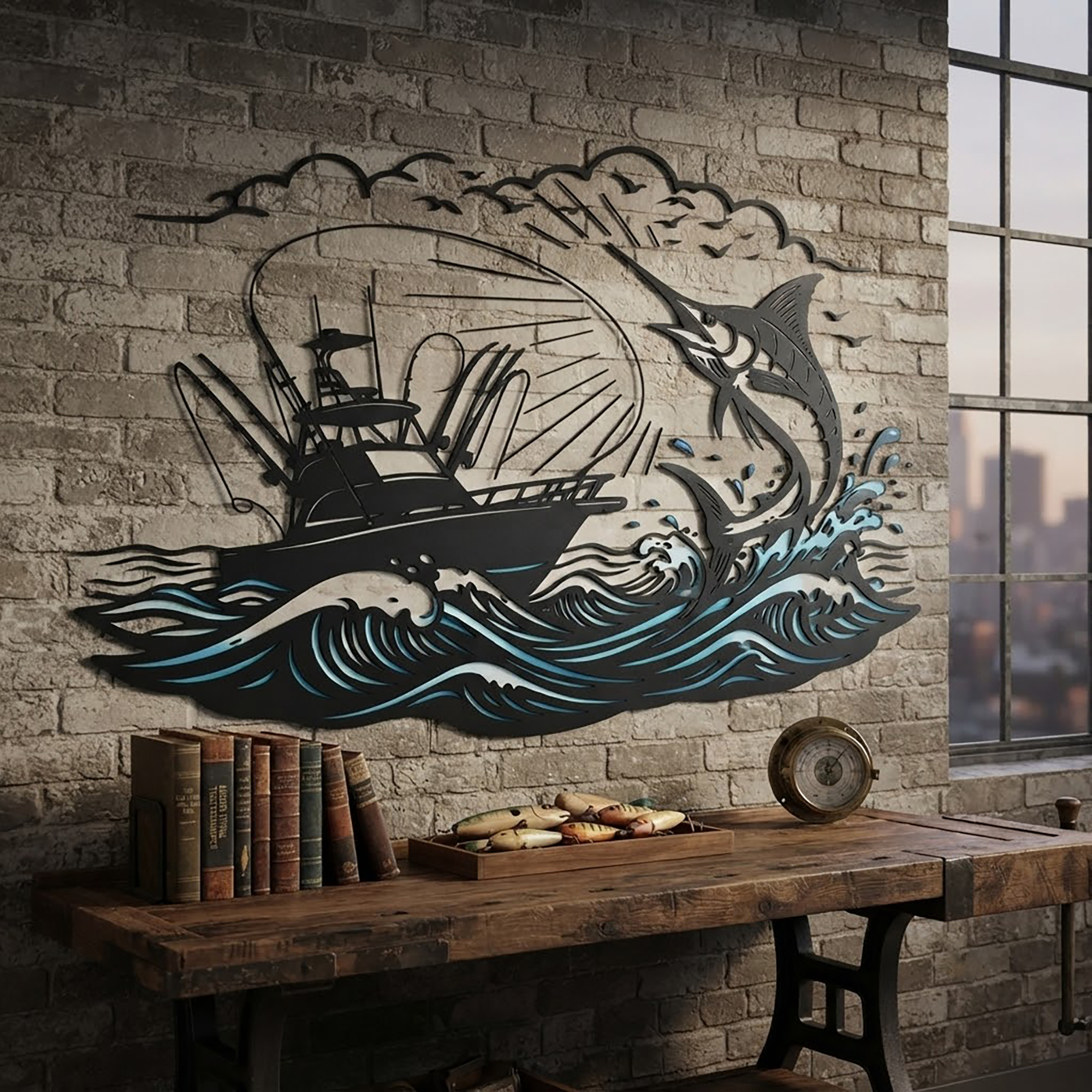 Sport Fishing Metal Wall Art - product view 2