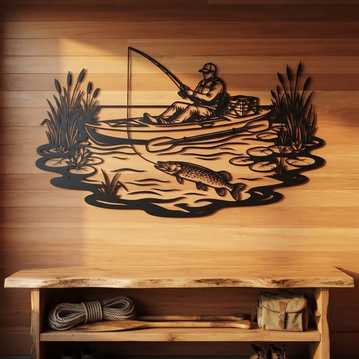 Kayak Fishing Metal Wall Art