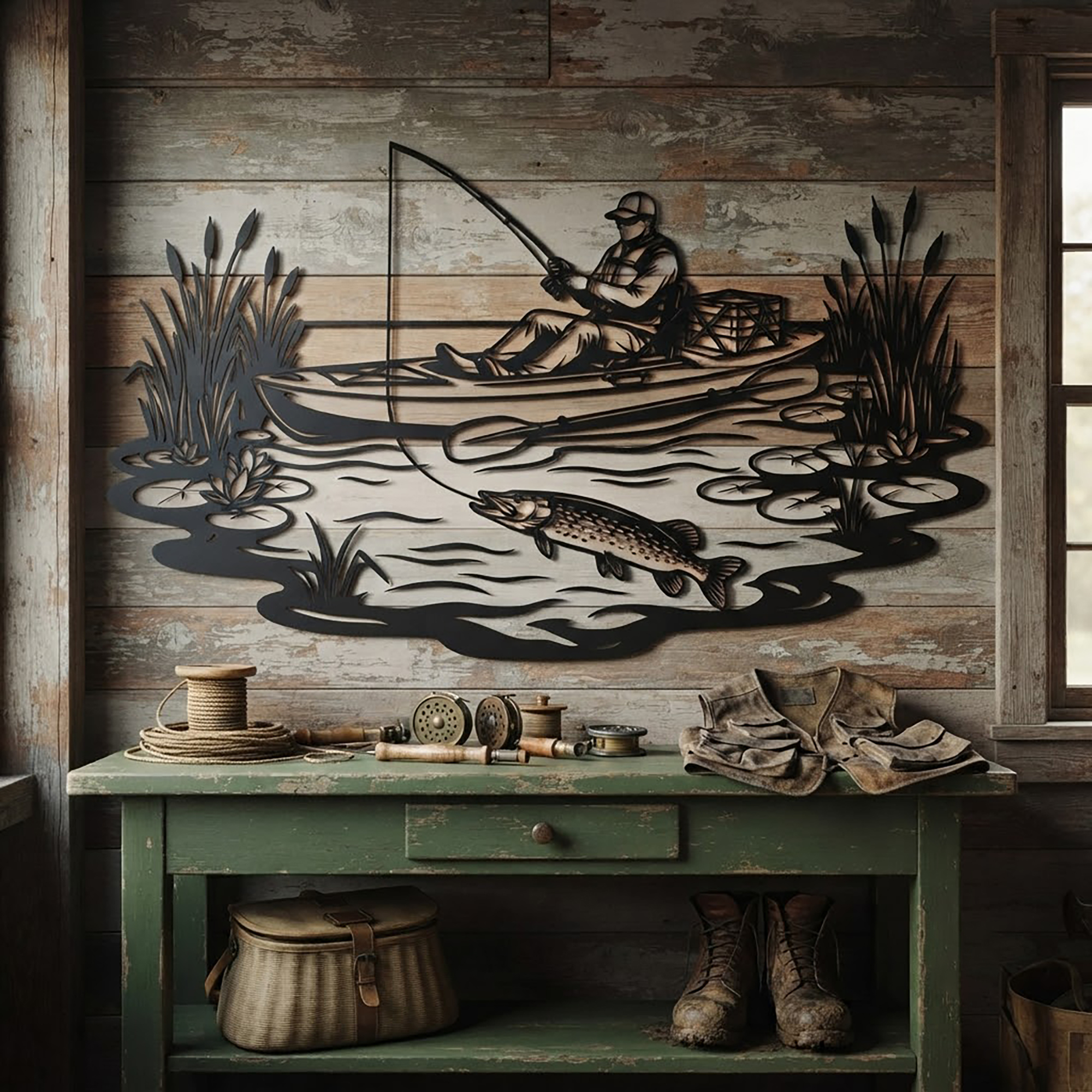 Kayak Fishing Metal Wall Art - product view 2