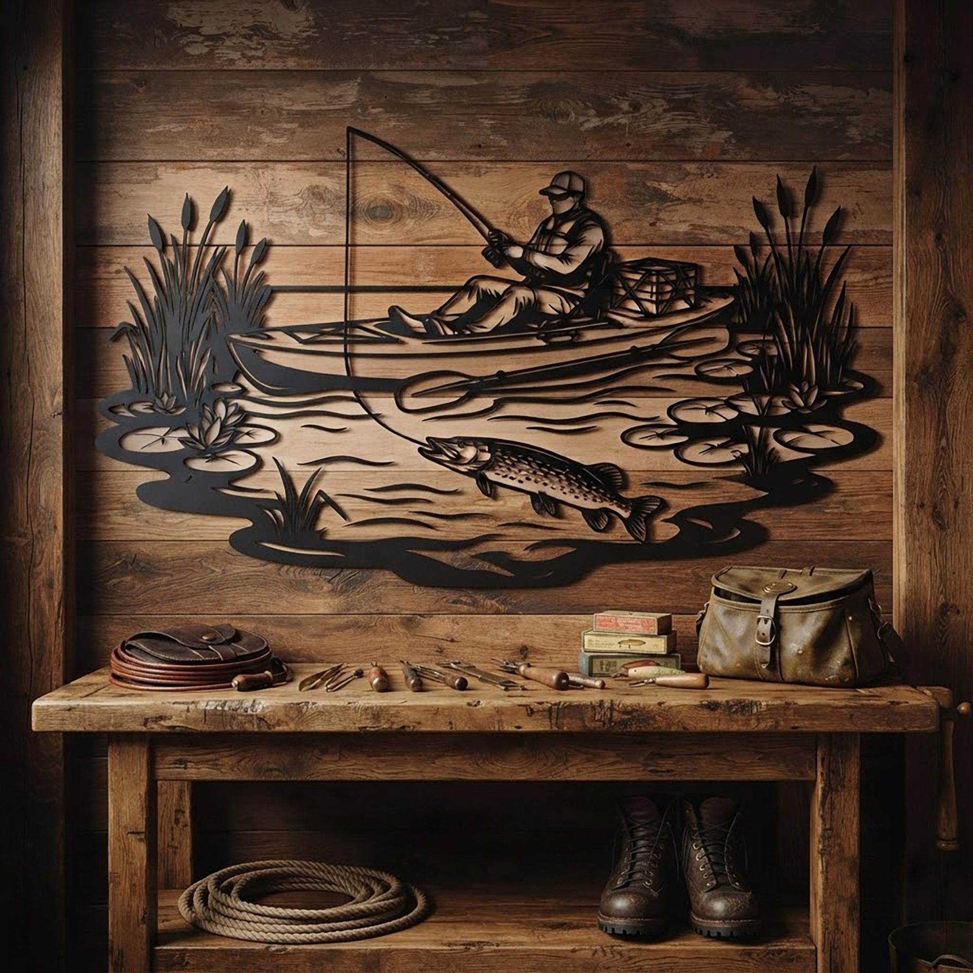 Kayak Fishing Metal Wall Art - product view 3