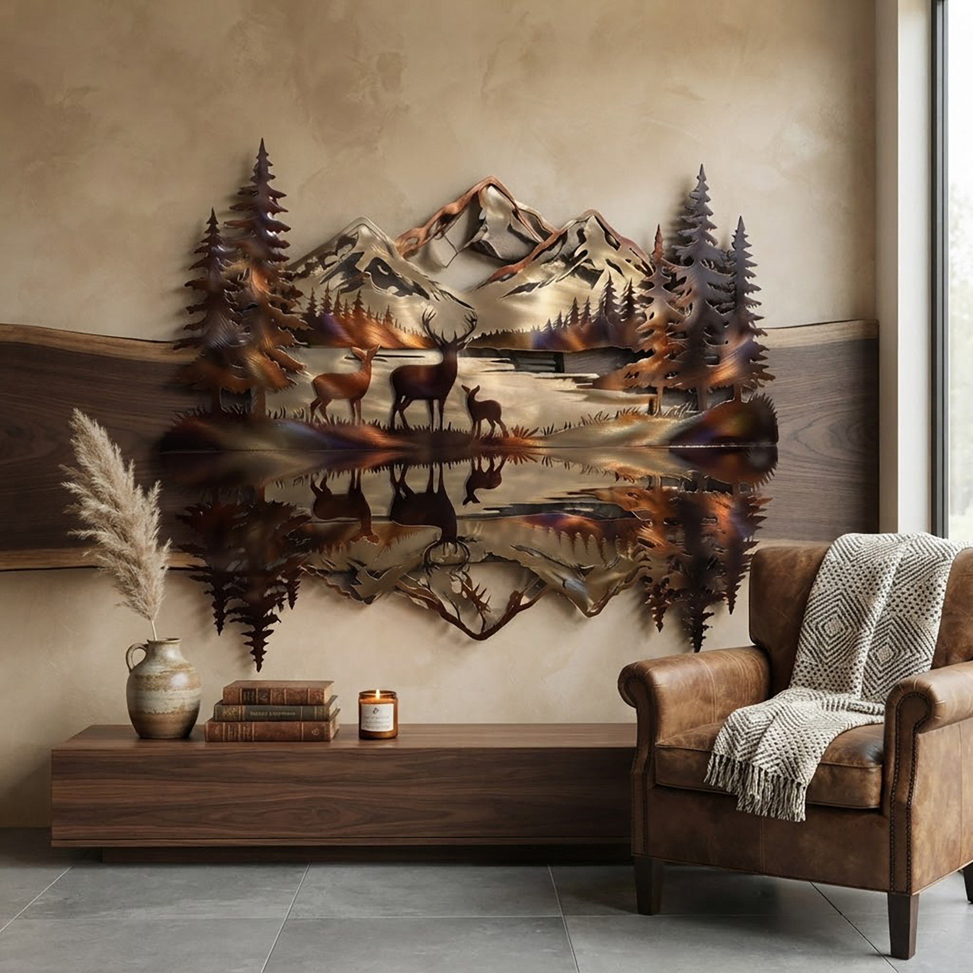 Mountain Deer Metal Wall Art - product view 2