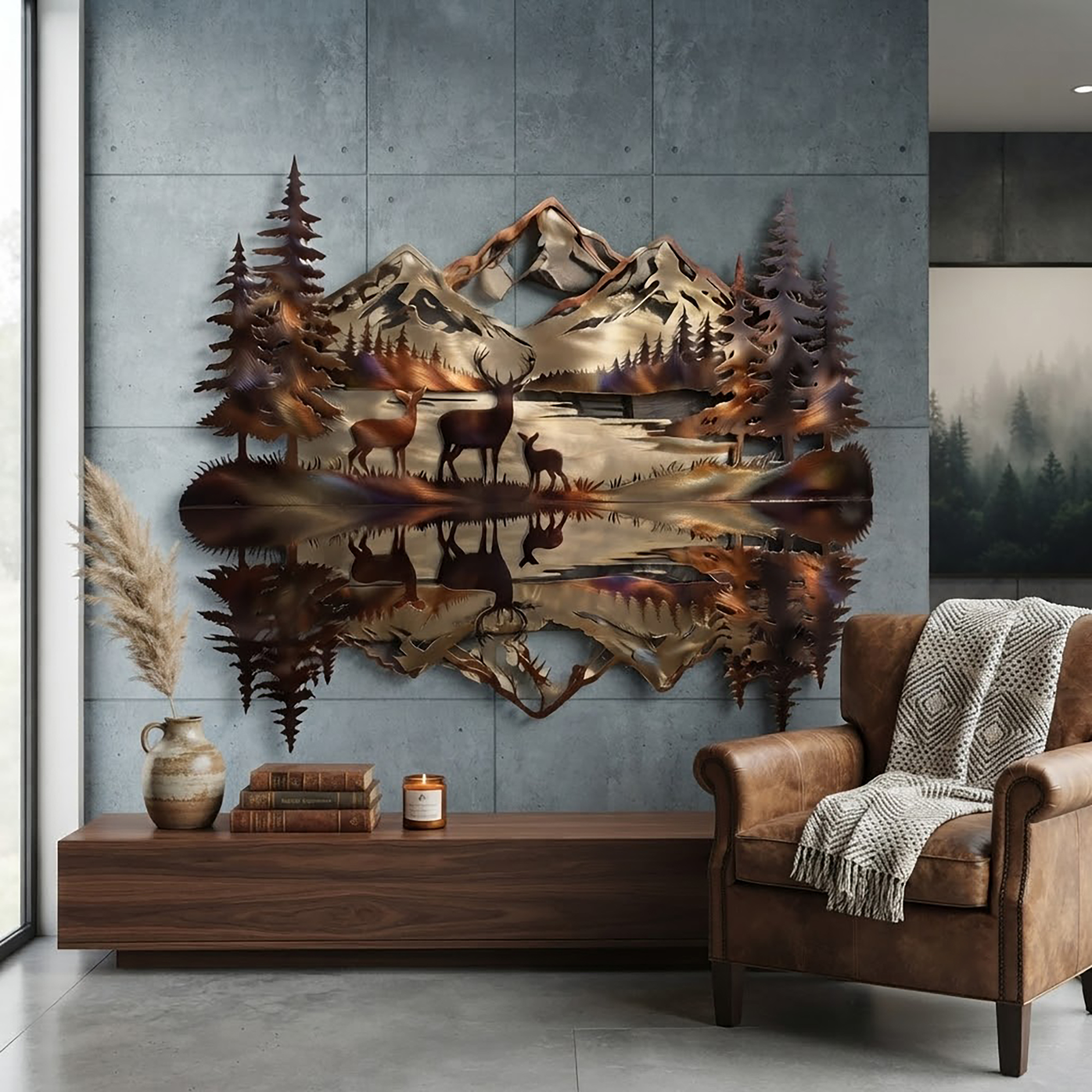 Mountain Deer Metal Wall Art - product view 3