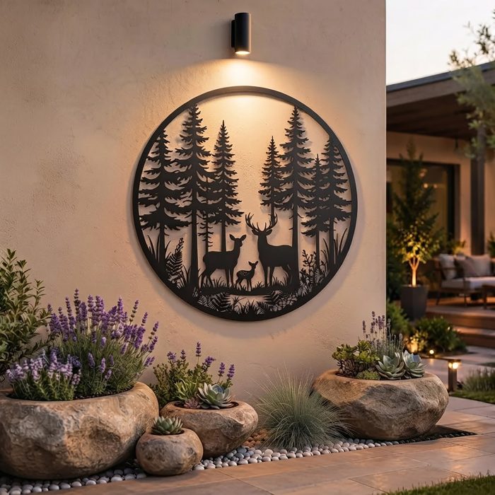 Deer Family Metal Wall Art