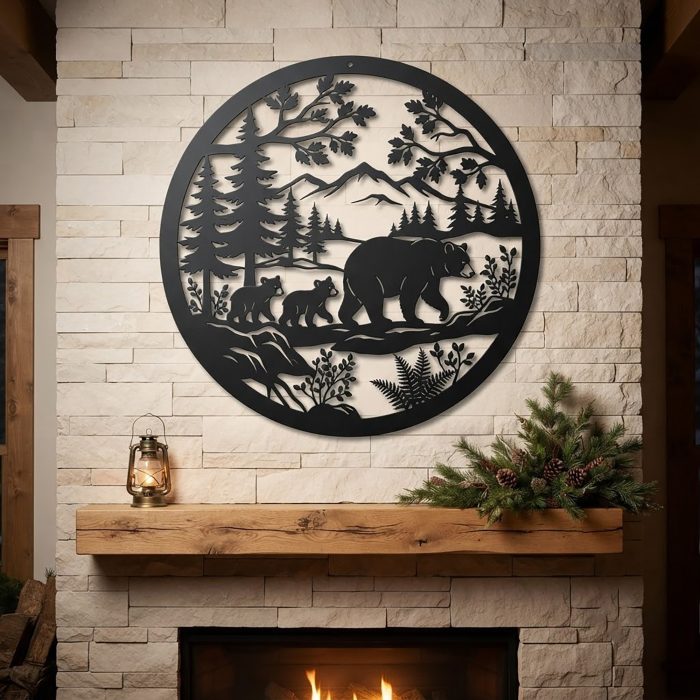 Bear Family Metal Wall Art