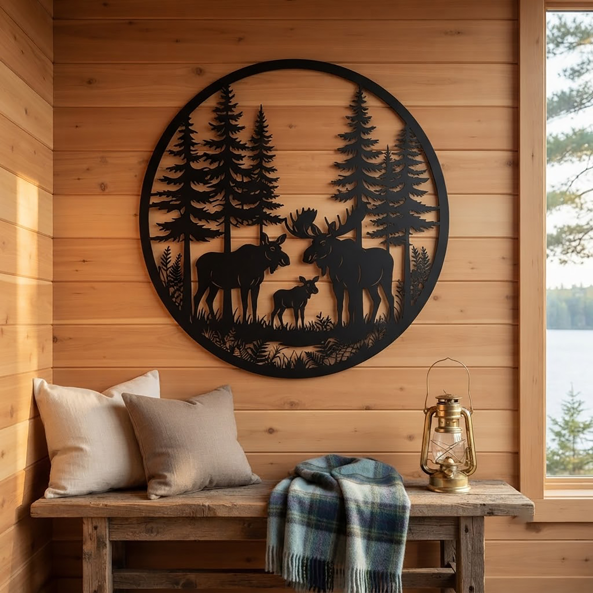Moose Family Metal Wall Art