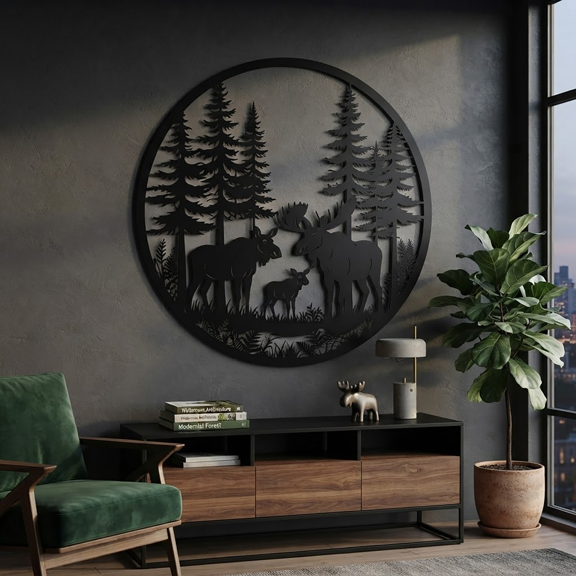 Moose Family Metal Wall Art - product view 2