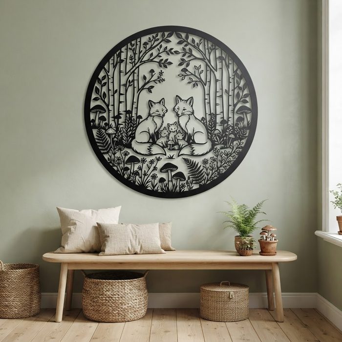 Fox Family Metal Wall Art